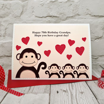 'Monkey' Birthday Card From One, Two Or Three Children, 3 of 6
