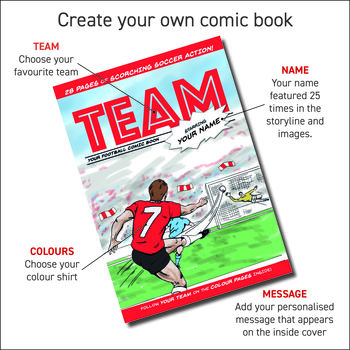 create your own personalised football comic book by soccer star