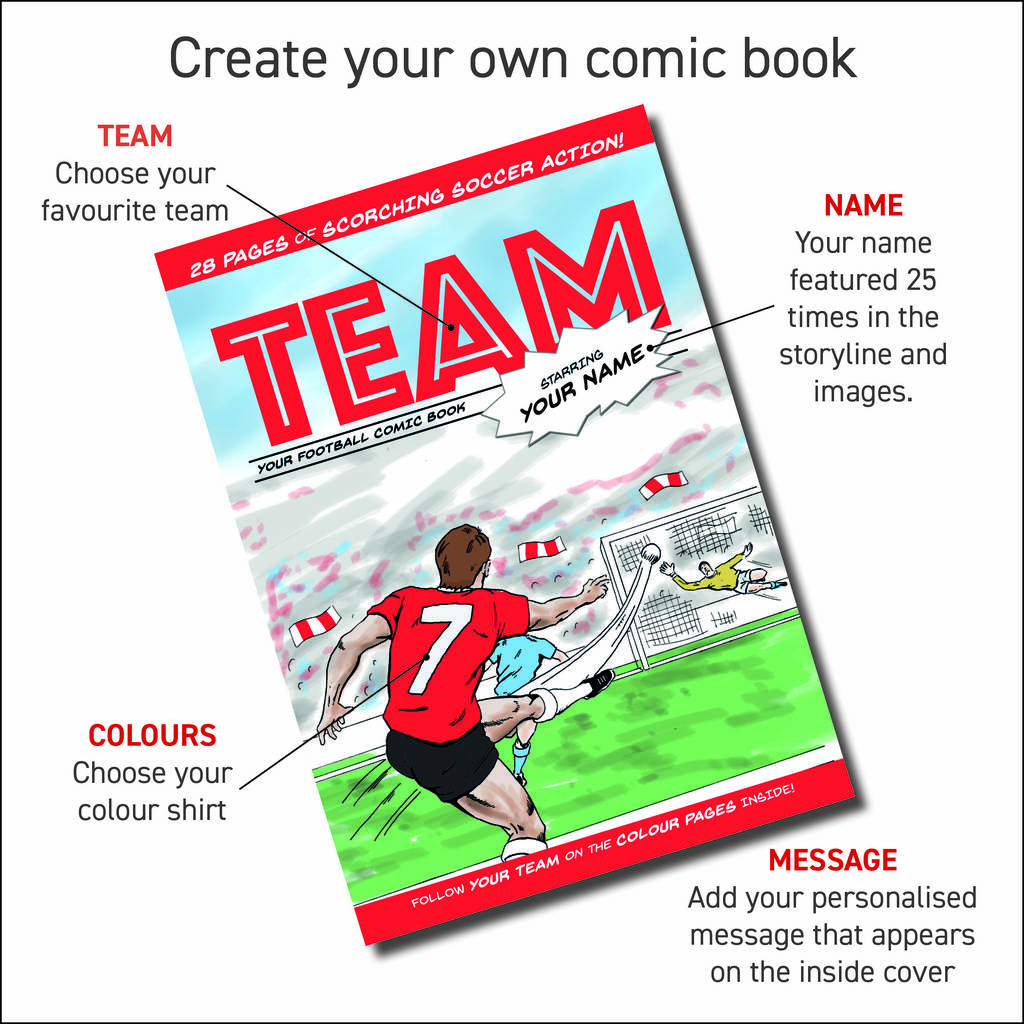 Create Your Own Personalised Football Comic Book By Soccer Star Personalised Football Comic