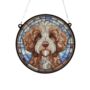 Cavapoo Brown And White Stained Glass Effect Suncatcher, thumbnail 3 of 3