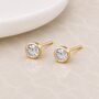 Gold Plated Sterling Silver April Cubic Zirconia Birthstone Stud Earrings, thumbnail 2 of 5