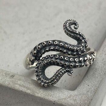 925 Sterling Silver Octopus Tentacles Ring, 7 of 9