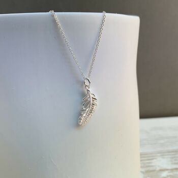 Personalised Sterling Silver Falling Feather Necklace, 4 of 6