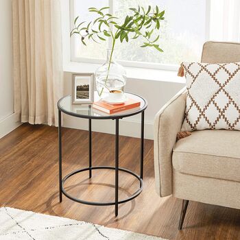 Black Round Side Table Small Coffee Table End Table, 3 of 8