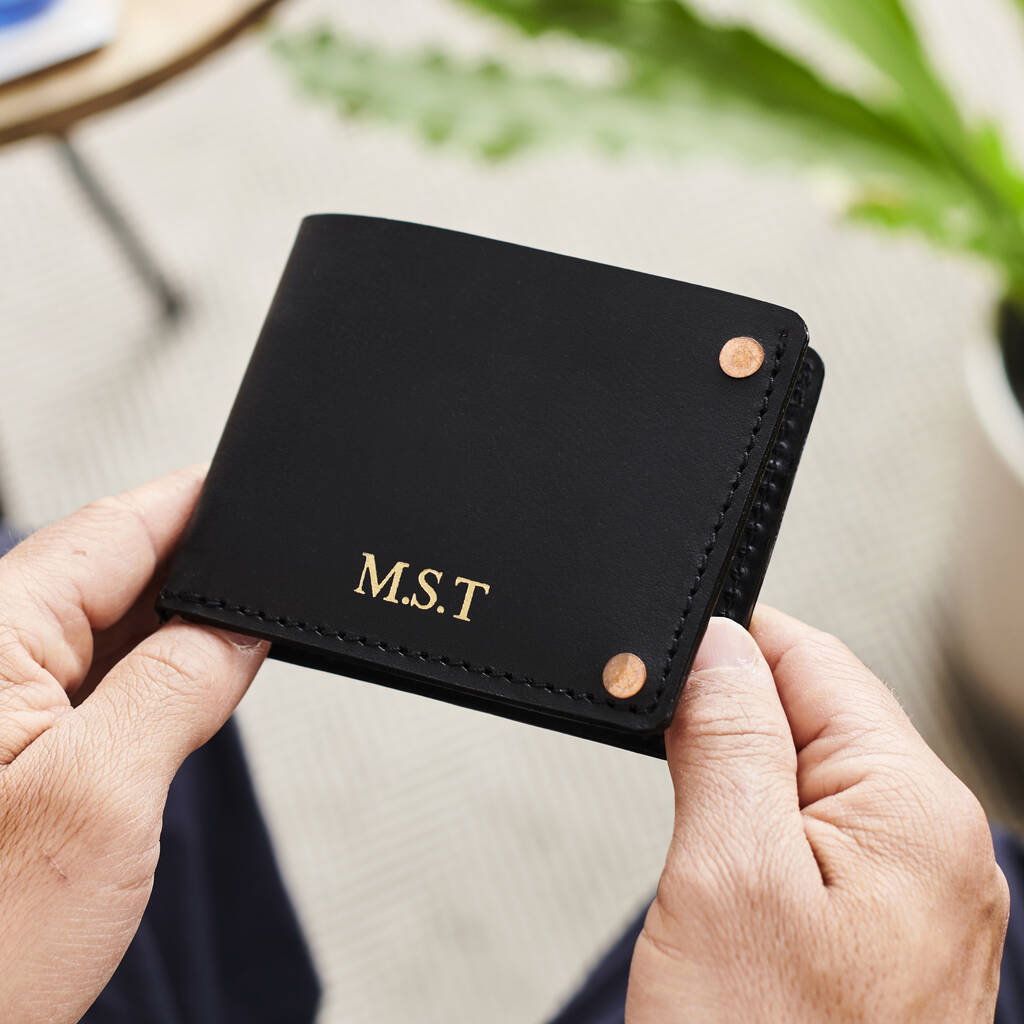 Personalised Copper Rivet Leather Card Wallet By Vida Vida