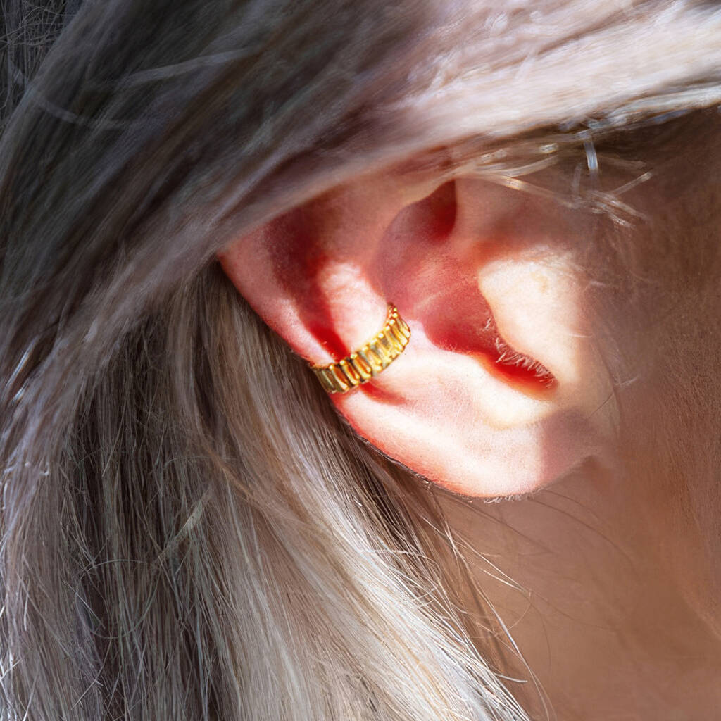 Yellow Gold Plated Chain Link Ear Cuff By Songs of Ink and Steel