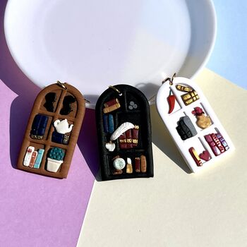 Genre Bookcase Dangle Polymer Clay Earrings, 4 of 5