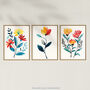 Set Three Wall Art Prints A4 Wildflowers Floral Bright, thumbnail 5 of 7