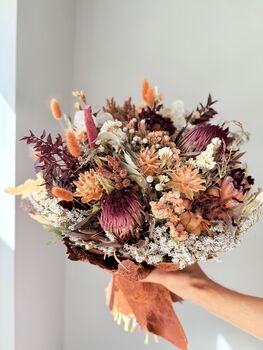 Protea Leucadendron Dried Flower Bouquet With Ruscus, 3 of 5