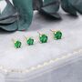 Emerald Green Three Four Five And 6mm Cz Stud Earrings, thumbnail 4 of 12