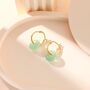 Sterling Silver Dangling Green Aventurine Jade Donut Hoop Earrings, thumbnail 7 of 12