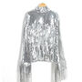 Sequin Tassle Jacket In Silver, thumbnail 3 of 4
