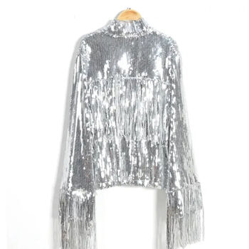 Sequin Tassle Jacket In Silver, 3 of 4