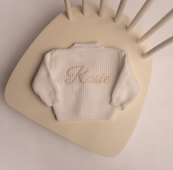 Personalised Ribbed Knitted Baby Cardigan, 5 of 8