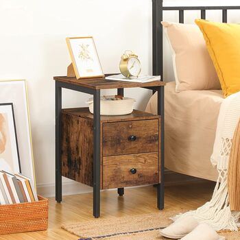 Bedside Table With Drawers Side End Table Nightstand, 4 of 12