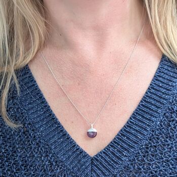The Orb Amethyst February Birthstone Necklace, Silver, 5 of 7