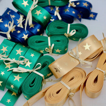 Satin Gold Star Gift Wrapping Ribbons, 5 of 7