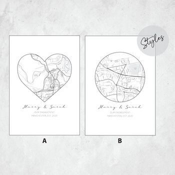 Engagement Gift Map For Couples, She Said Yes Map Print, 2 of 7