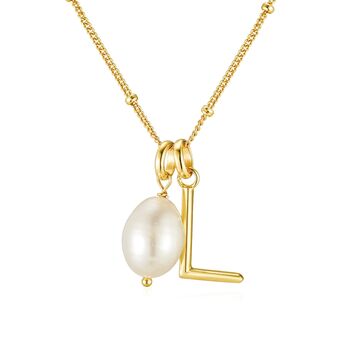 Gold Vermeil Pearl Initial Letter Personalized Necklace, 11 of 12