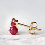 14k Solid Gold Ruby Stud Earrings, thumbnail 6 of 12