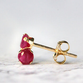 14k Solid Gold Ruby Stud Earrings, 6 of 12