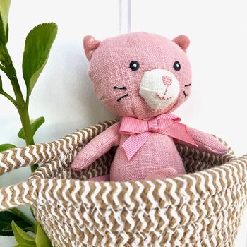 Personalised Linen Cat In Basket, 2 of 3