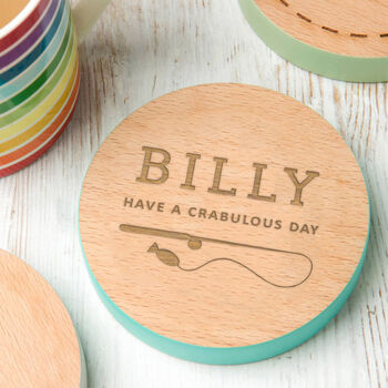 Personalised Tea Coffee Coaster Funny Fishing Gift For Dad, 5 of 8