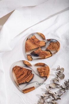 Four Festival Wooden Resin Coaster 11 Cm, Heart, 3 of 6