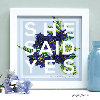 Personalised Engagement 'She Said Yes' Framed Print, 2 of 9