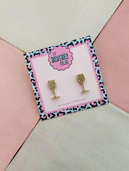 Champagne Flute Glitter Resin Studs / Wedding Gift / Celebration Jewellery / Party Accessories, 4 of 5