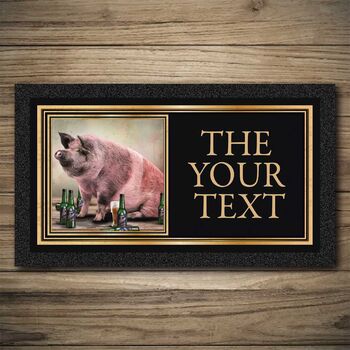 Personalised Bar Runner And Coasters Pig And Bottle, 3 of 8