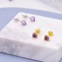 Natural Amethyst Tiny Stud Earrings In Sterling Silver, thumbnail 6 of 12