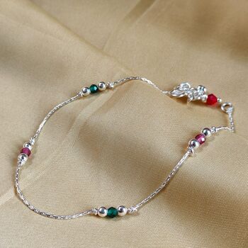 Pure Silver Colourful Beaded Payal Anklet, 5 of 5