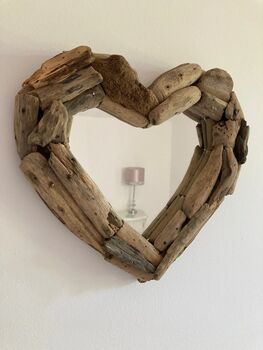 Driftwood Heart Wall Mirror – 30cm Nautical Style, 4 of 8