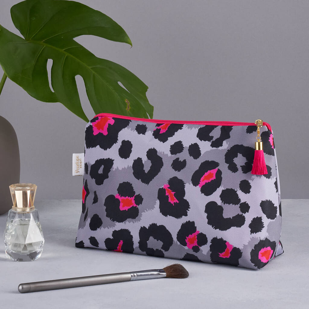 Personalised Grey Leopard Print 'Weekend Away' Wash Bag By PENELOPE HOPE