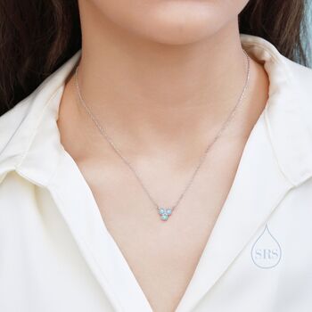 Sterling Silver Tiny Opal Trio Pendant Necklace, 3 of 12