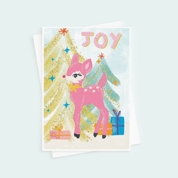 Retro Reindeer Joy Christmas Card, 2 of 4