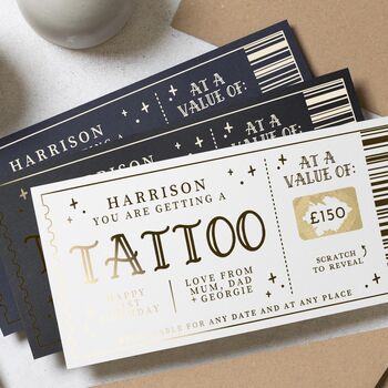Personalised Tattoo Gift Voucher Scratch To Reveal 21st, 3 of 9