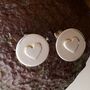 Sterling Silver Heart Stud Earrings With Heart Charm, thumbnail 1 of 2