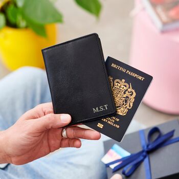 Luxury Leather Passport Holder Travel Wallet With Your Personalised Engraved Message, 7 of 9