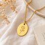 Personalised Oval Pendant Birth Flower With Engrave, thumbnail 5 of 8