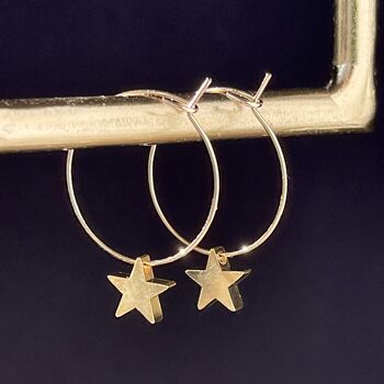 Gold Plated Star Hoops, 3 of 3