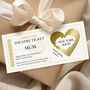 Personalised Theatre Ticket Scratch Card: Theatre Masks And Gold Heart Design, thumbnail 2 of 7