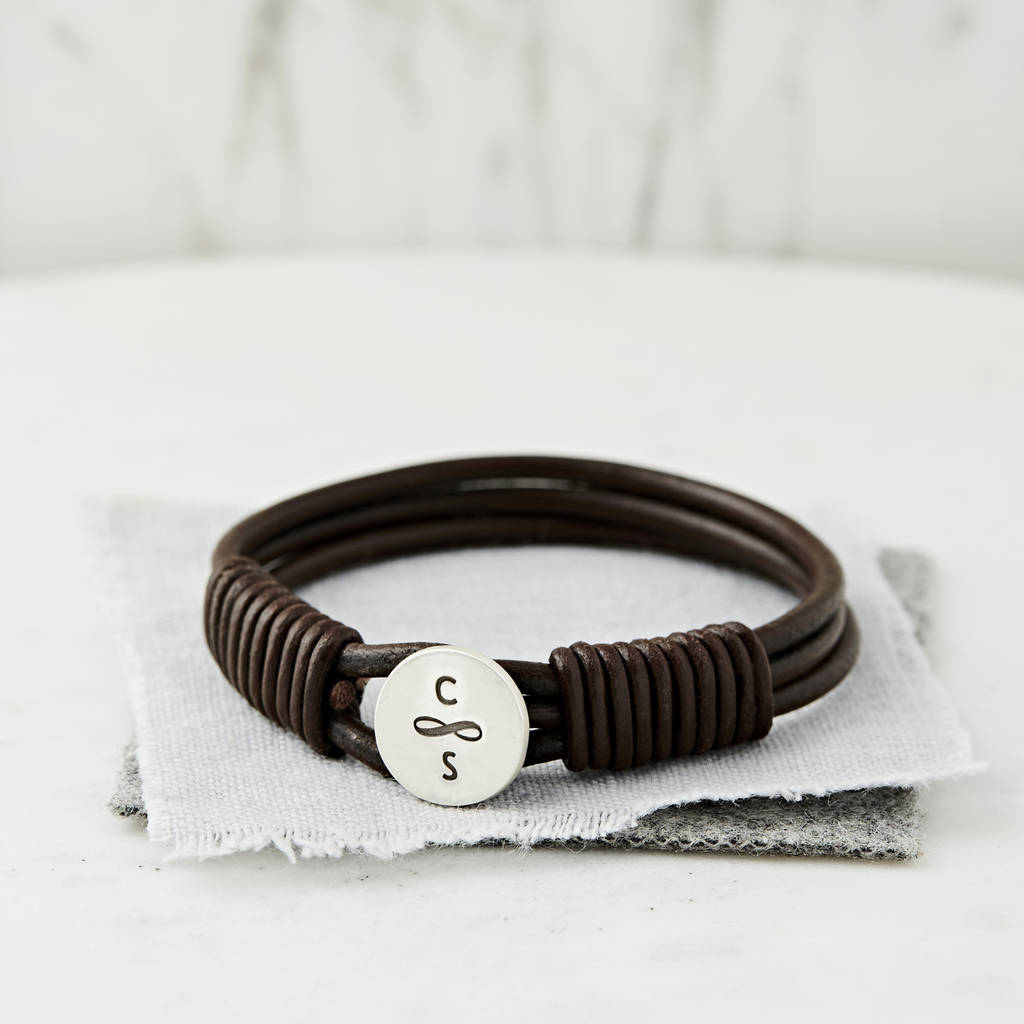 Personalised Silver And Leather Infinity Bracelet, 1 of 7
