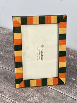 Natalini Green, Orange And Yellow Striped Photo Frame, 2 of 4