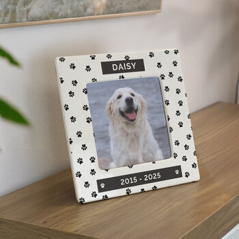 Personalised Pet Paw Print Ceramic 4x4 Frame, 3 of 4
