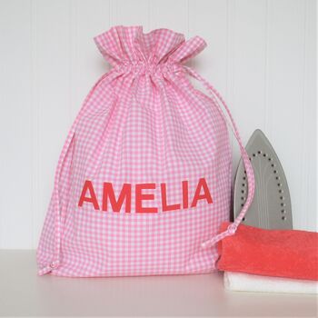 Personalised Gingham Laundry Bag, 4 of 7