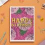 Floral Happy Birthday Floral Card, thumbnail 2 of 4