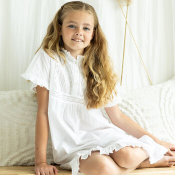 Mum And Daughter Matching White Cotton Victorian Style Nightdress Polo, 2 of 8