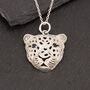 Silver And Sapphire Leopard Pendant, thumbnail 1 of 5